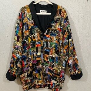 WE BE BOP PATCHWORK MULTICOLOR VTG LINED TOPPER/JACKET SIZE L